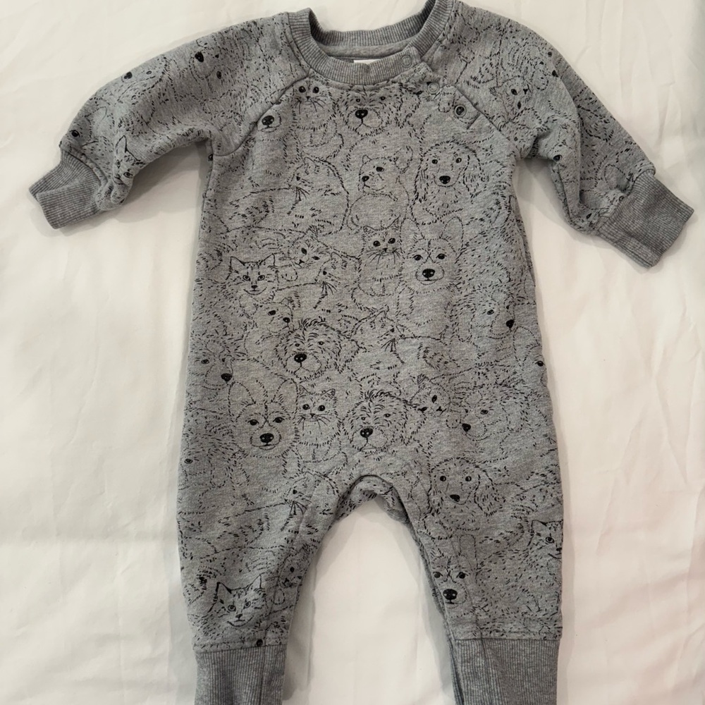 Gray Animal Print Kids One Piece Sweatsuit